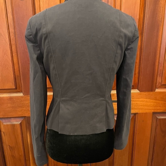 Theory Jacket Womens M Cropped Carly SC Military Mock Neck Hook & Eye Navy - Picture 3 of 12